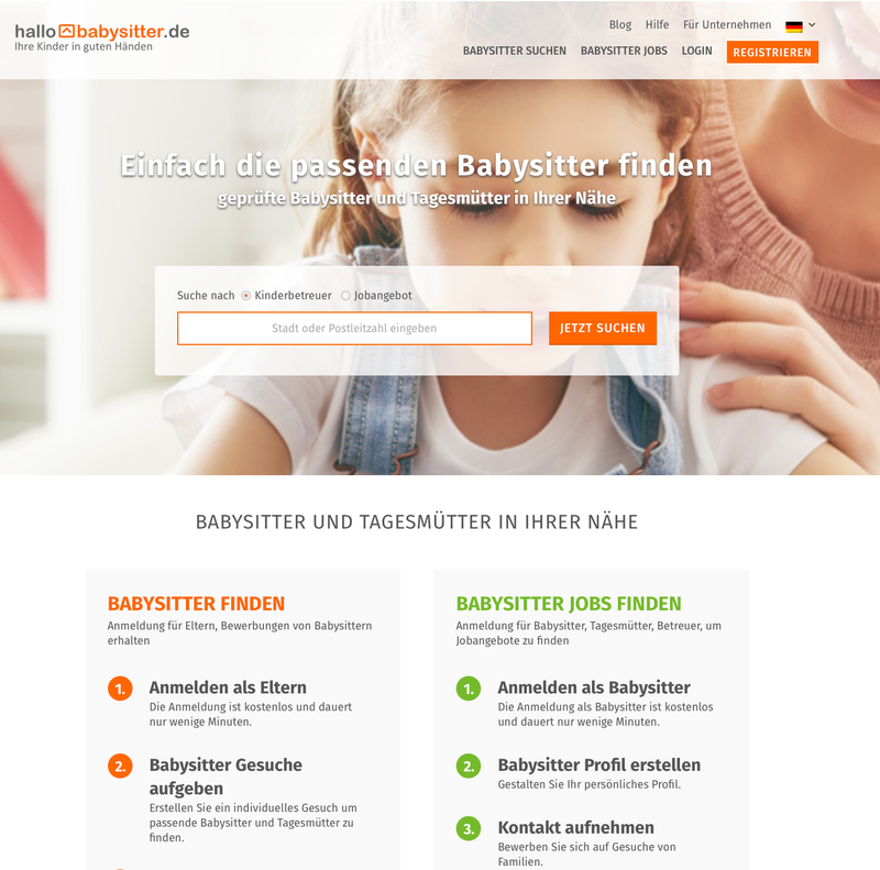 HalloBabysitter.de nach dem Relaunch 2017